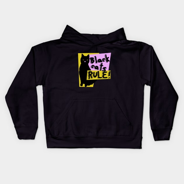 Black cats RULE Kids Hoodie by bubbsnugg